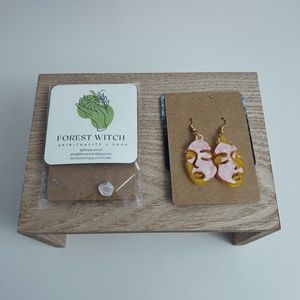 Woman Face Pink and Yellow Minimalist Earrings, Feminist Earrings, Lesbian/bisex